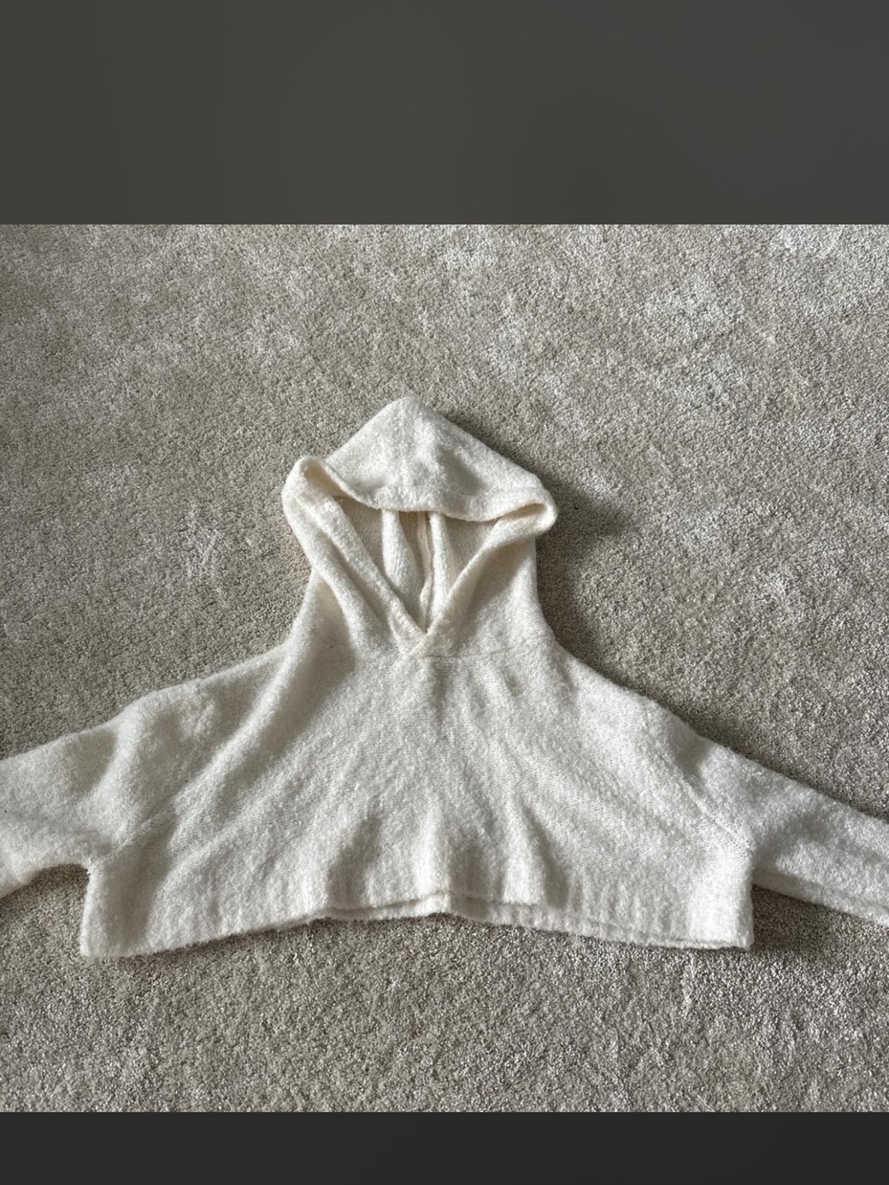 Urban Outfitters Cream Cropped Hooded Sweater